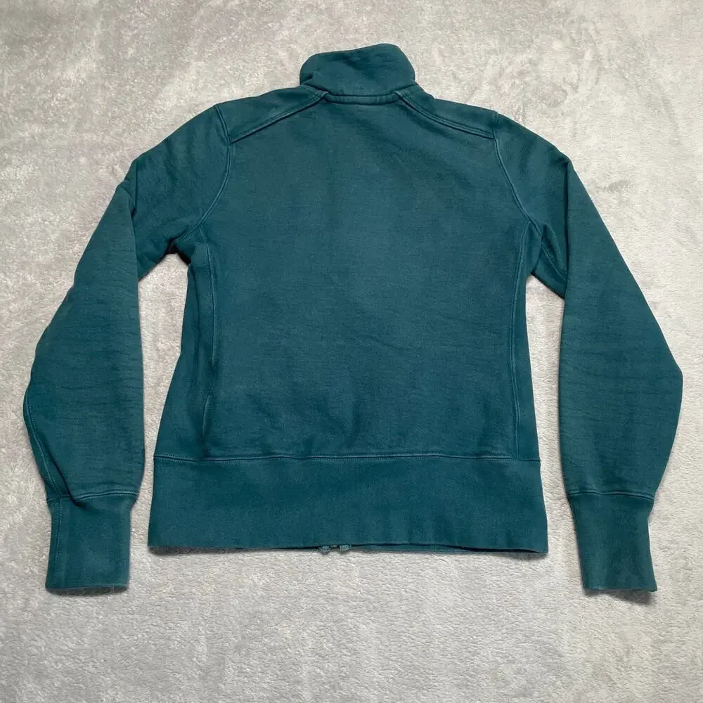 American Giant Sweatshirt Womens XS Green Blue Moto Full Zip Heavyweight Classic